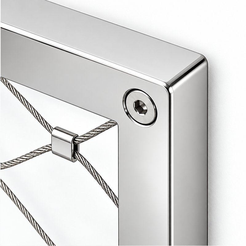 Compact Diamond Mesh Frame — Polished silver appearance