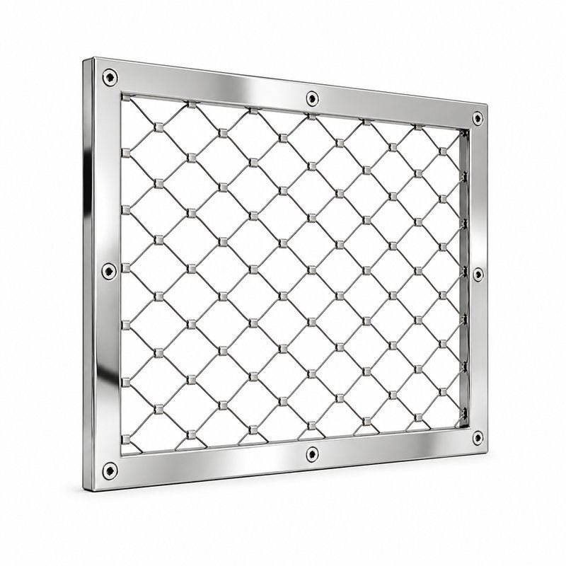 Compact Diamond Mesh Frame — Polished silver appearance