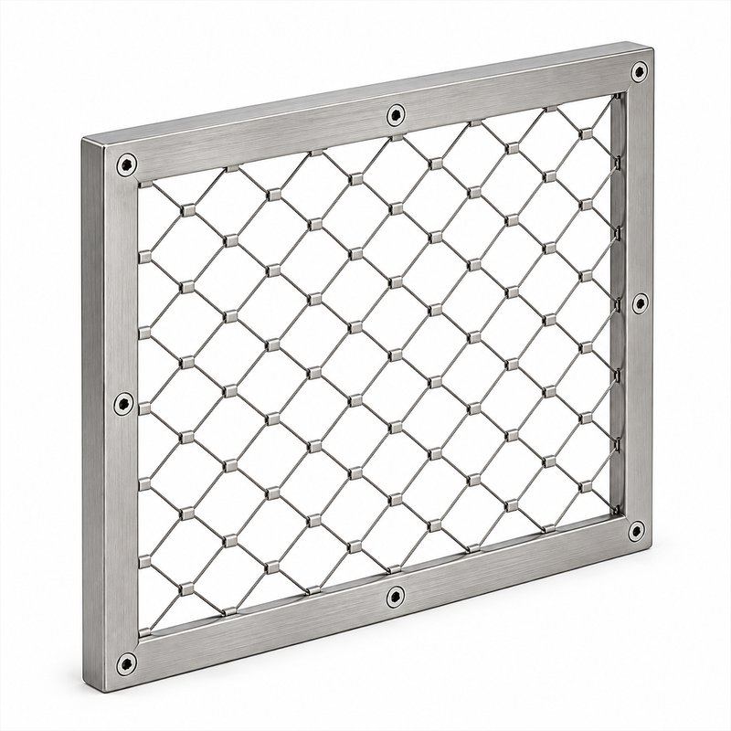 Compact Diamond Mesh Frame — Satin silver appearance