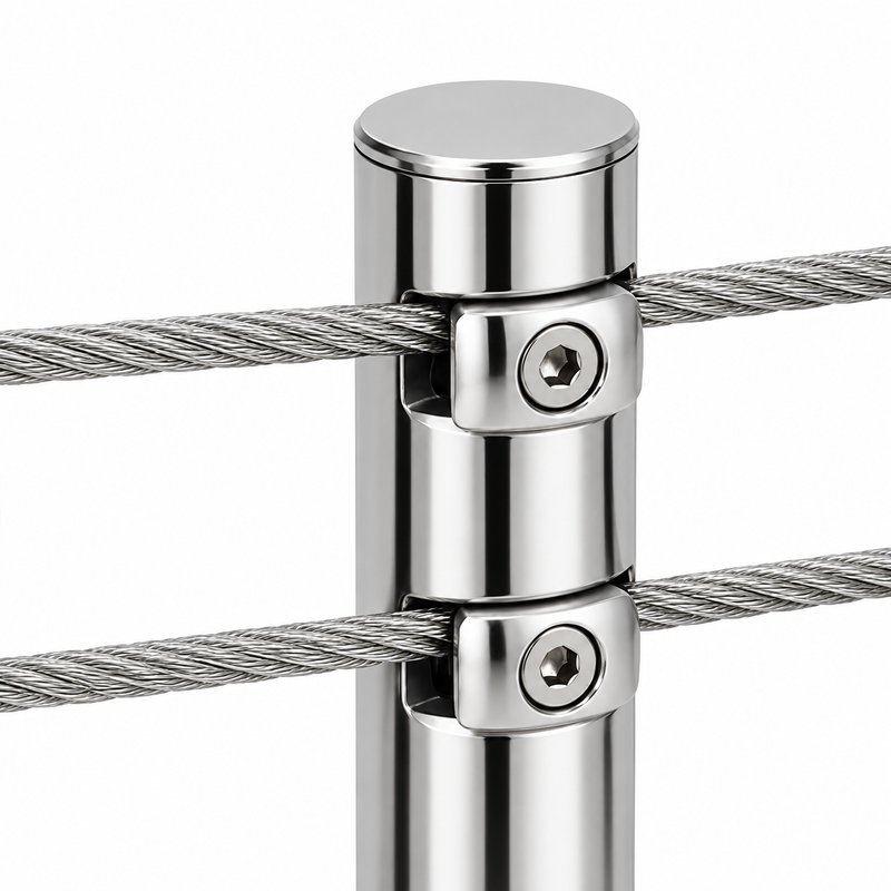 Dual Cable Trellis Support — Polished silver appearance