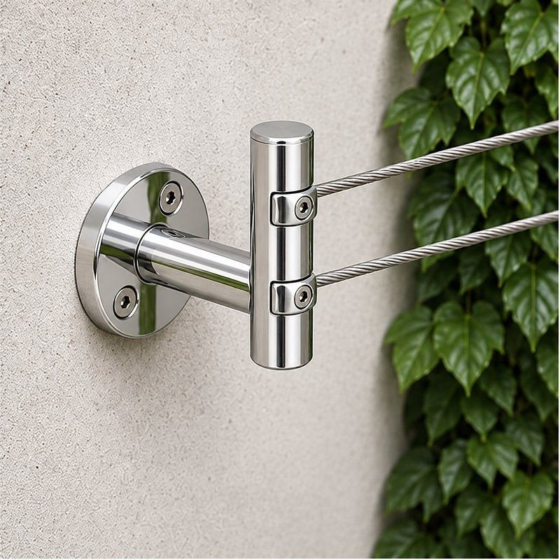 Dual Cable Trellis Support — Polished silver appearance