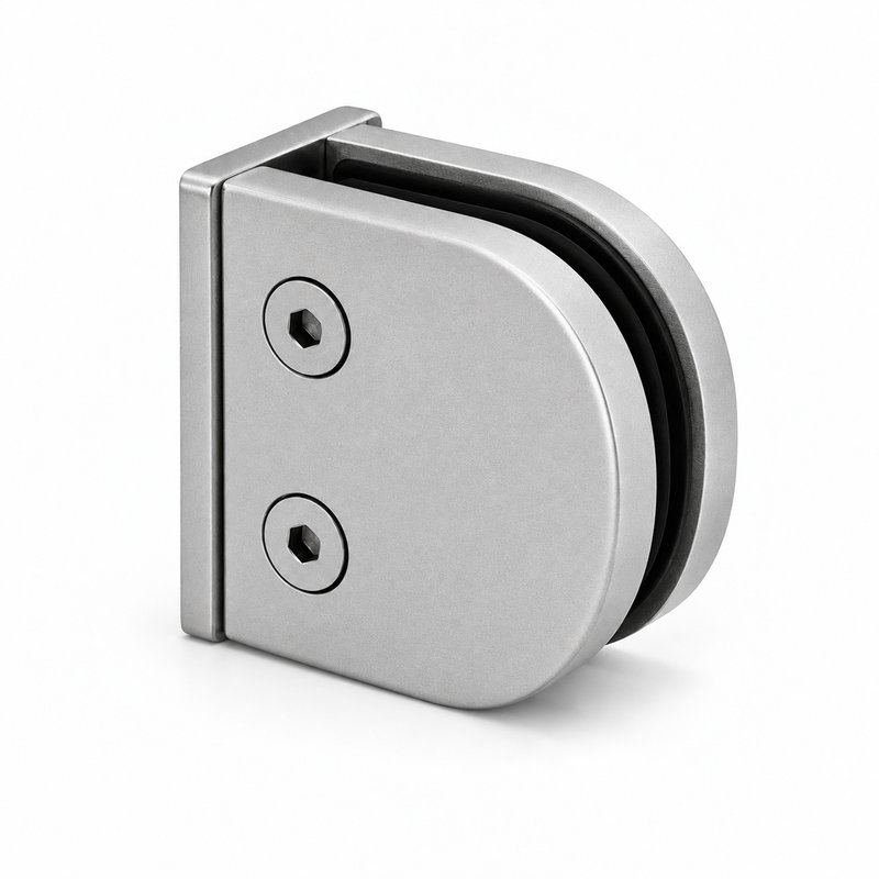 Matte Silver Flanged D-shaped Glass Clamp
