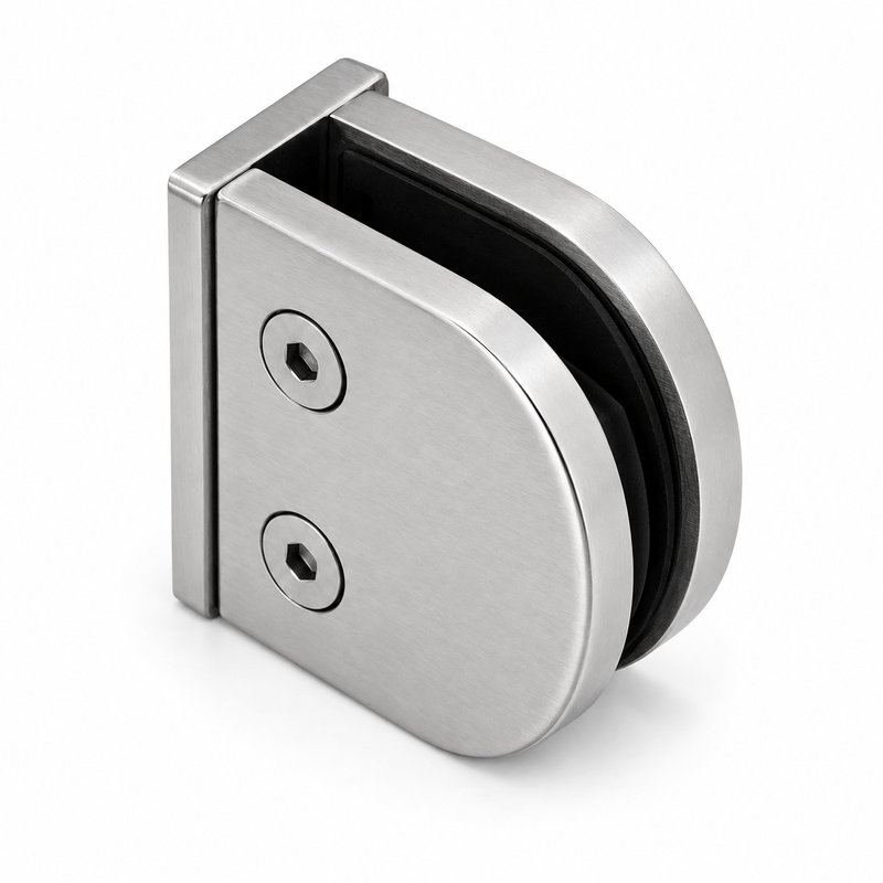 Matte Silver Flanged D-shaped Glass Clamp