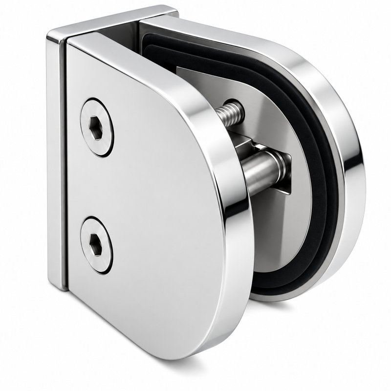 Reflective Silver Flanged D-shaped Glass Clamp