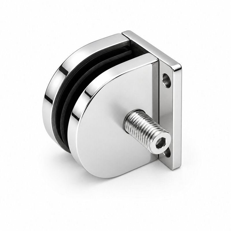 Reflective Silver Flanged D-shaped Glass Clamp