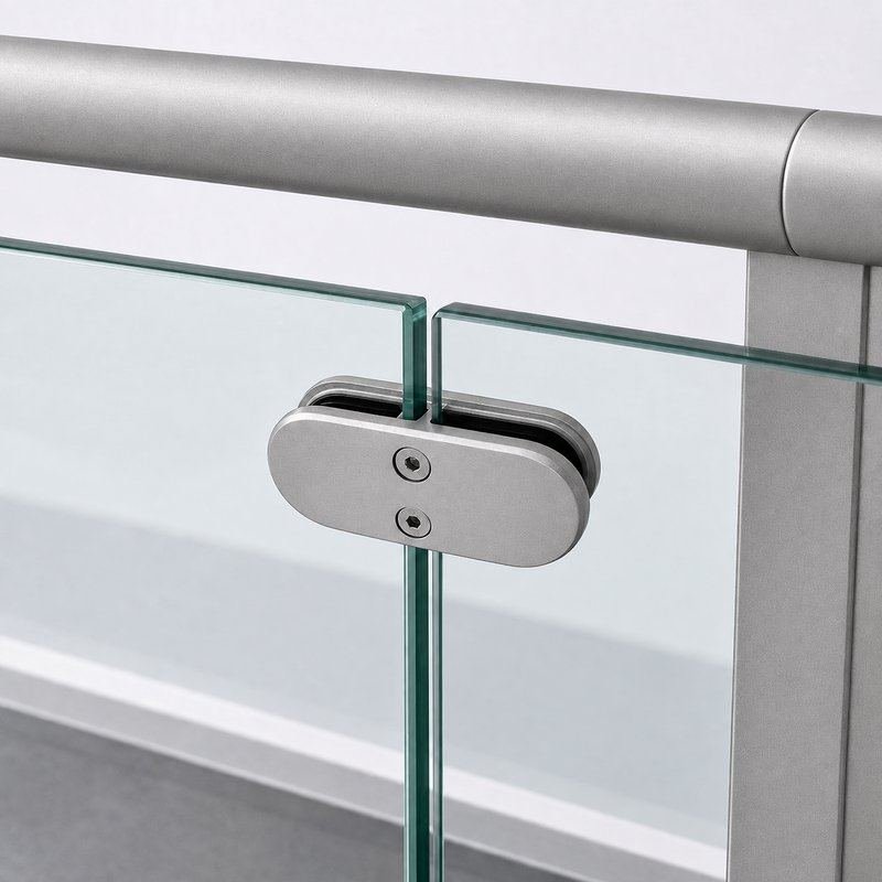 Matte Silver Inline Glass-to-glass Connector Clamp