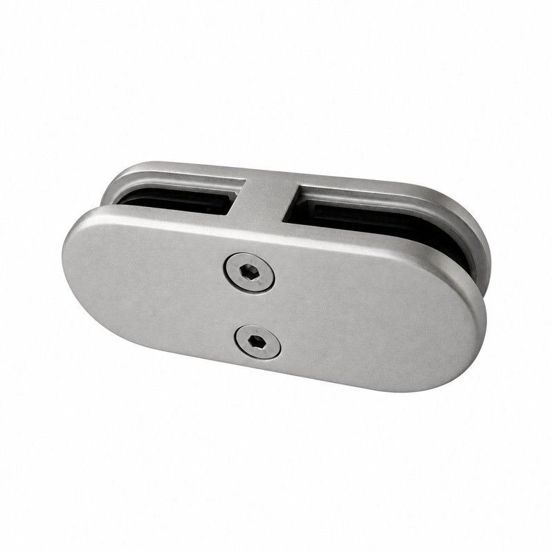 Matte Silver Inline Glass-to-glass Connector Clamp