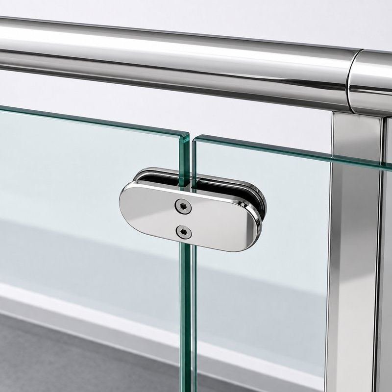 Reflective Silver Inline Glass-to-glass Connector Clamp