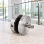 Matte Silver Round-cap Glass Standoff with Threaded Stud