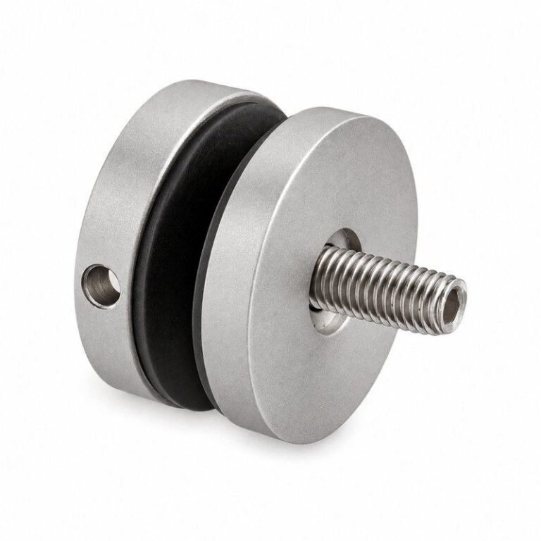 Matte Silver Round-cap Glass Standoff with Threaded Stud