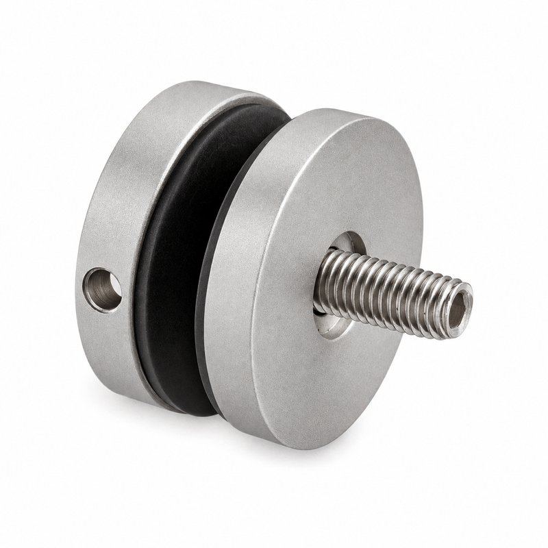 Matte Silver Round-cap Glass Standoff with Threaded Stud