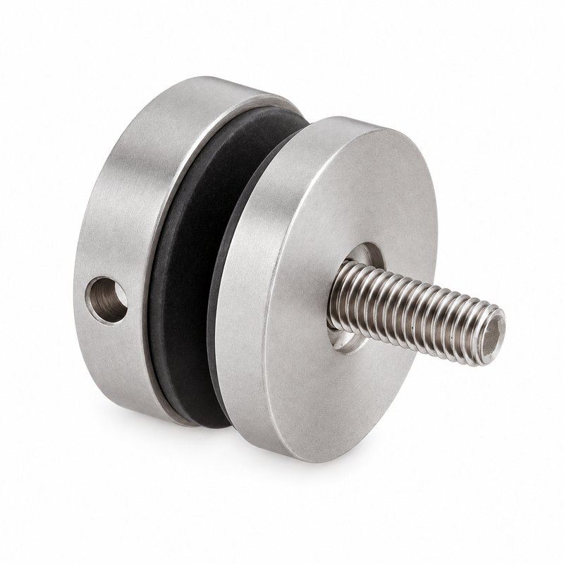 Matte Silver Round-cap Glass Standoff with Threaded Stud