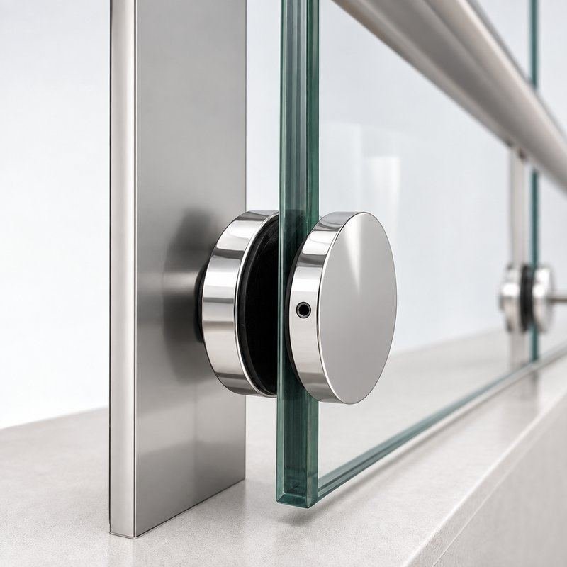 Reflective Silver Round-cap Glass Standoff with Threaded Stud
