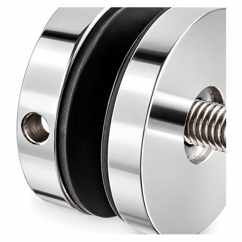 Reflective Silver Round-cap Glass Standoff with Threaded Stud
