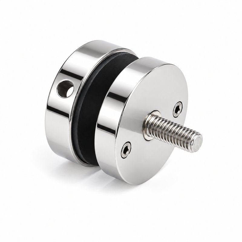 Reflective Silver Round-cap Glass Standoff with Threaded Stud