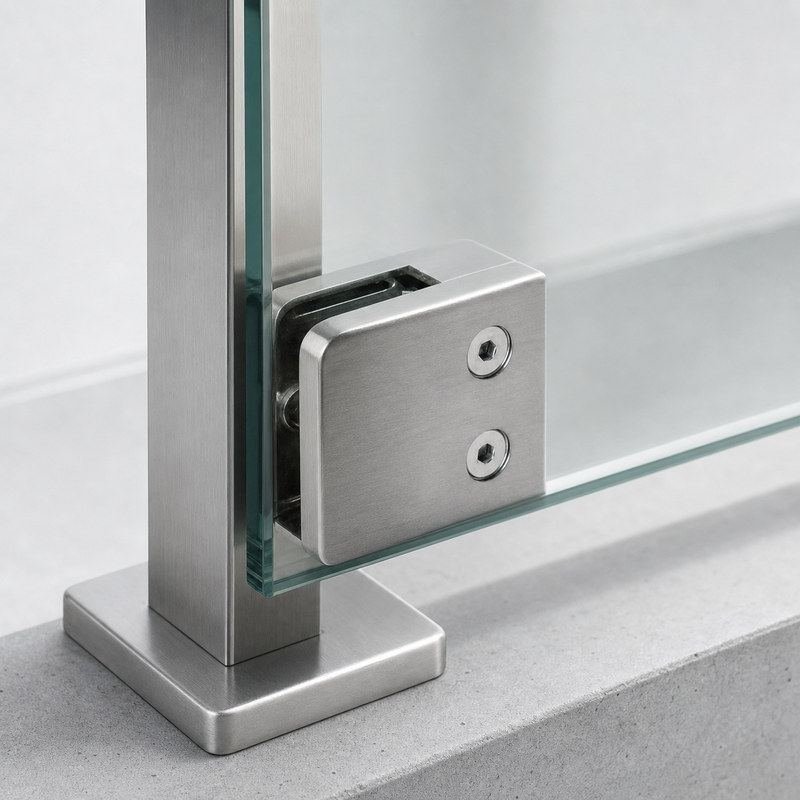 Square Glass Clamp with Vertical Face Screws