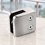 Matte Silver Square Glass Clamp with Vertical Face Screws