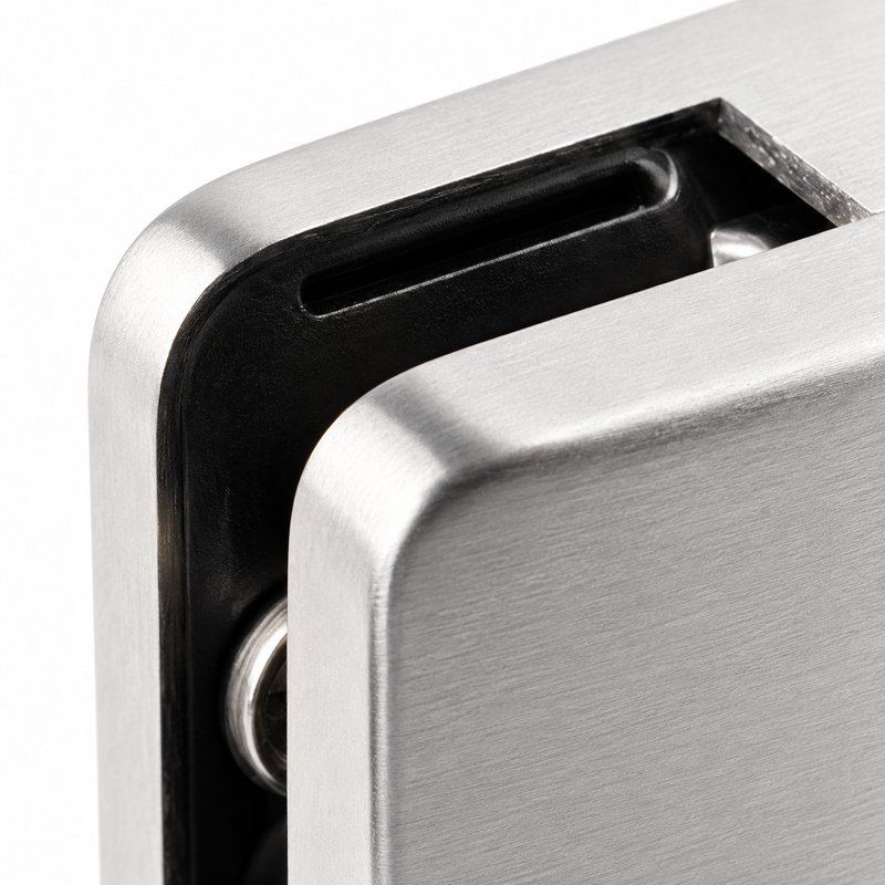 Matte Silver Square Glass Clamp with Vertical Face Screws