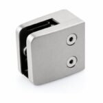 Matte Silver Square Glass Clamp with Vertical Face Screws