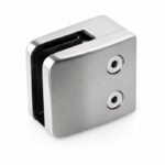 Matte Silver Square Glass Clamp with Vertical Face Screws