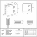 Matte Silver Square Glass Clamp with Vertical Face Screws