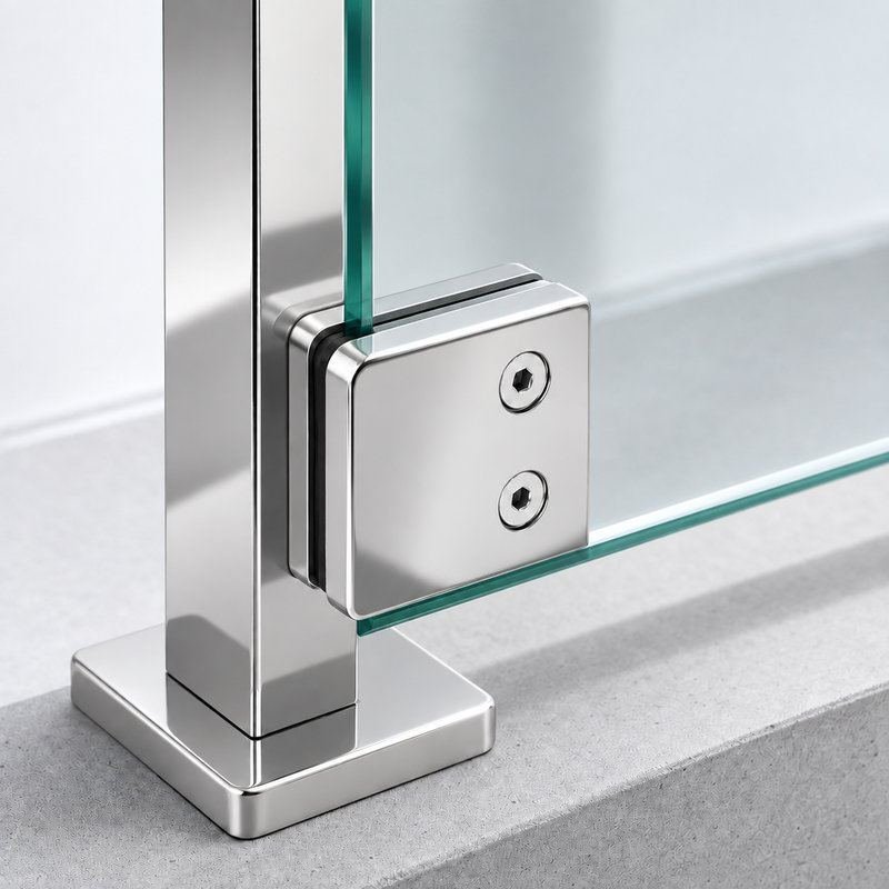 Reflective Silver Square Glass Clamp with Vertical Face Screws