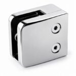 Reflective Silver Square Glass Clamp with Vertical Face Screws