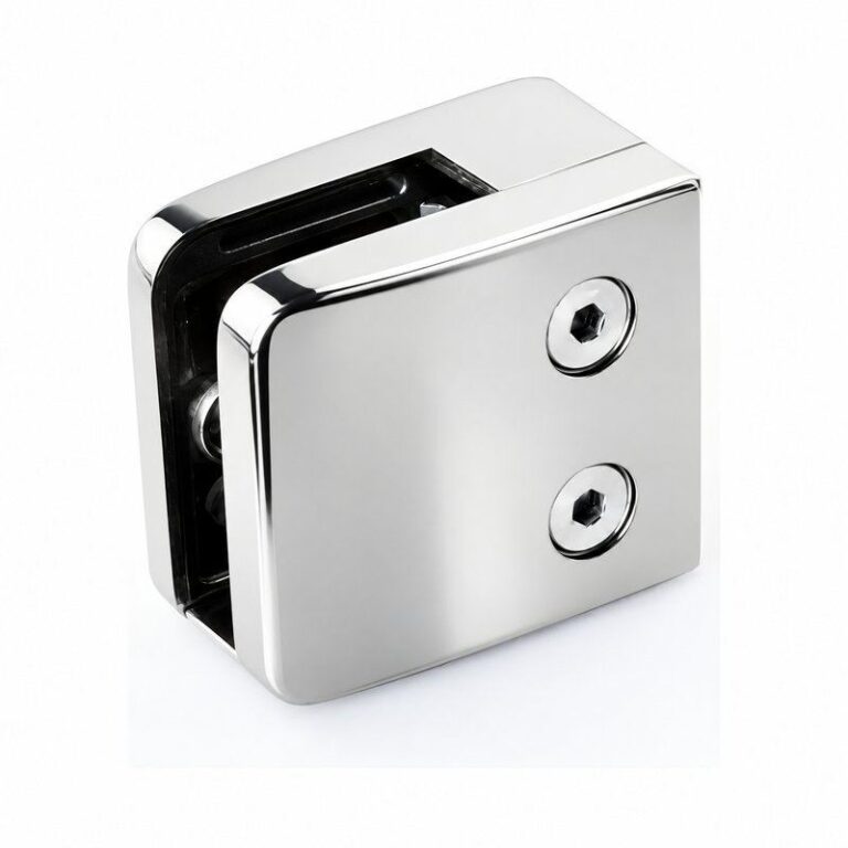Reflective Silver Square Glass Clamp with Vertical Face Screws