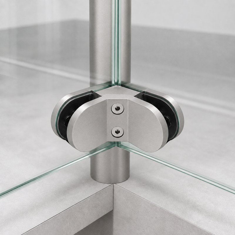 Matte Silver Right-angle Glass-to-glass Corner Clamp