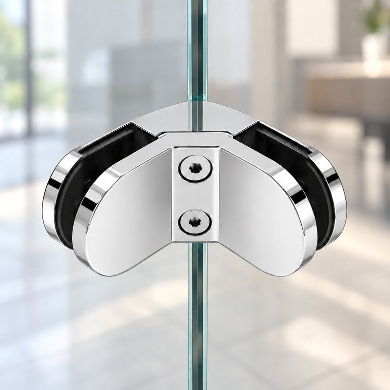 Reflective Silver Right-angle Glass-to-glass Corner Clamp