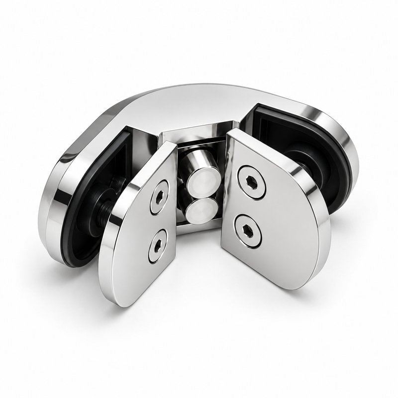 Reflective Silver Right-angle Glass-to-glass Corner Clamp