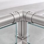 Matte Silver Horizontal Corner Connector for Round Slotted Handrail