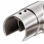 Matte Silver Horizontal Corner Connector for Round Slotted Handrail