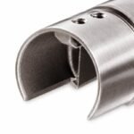 Matte Silver Horizontal Corner Connector for Round Slotted Handrail