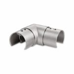 Matte Silver Horizontal Corner Connector for Round Slotted Handrail