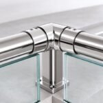 Reflective Silver Horizontal Corner Connector for Round Slotted Handrail