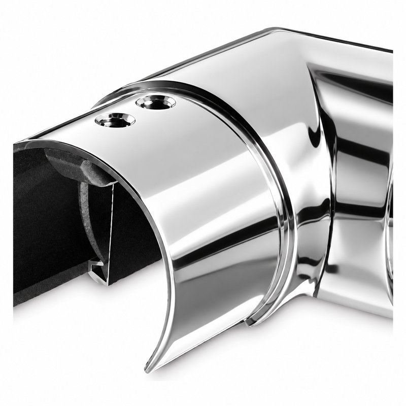 Reflective Silver Horizontal Corner Connector for Round Slotted Handrail