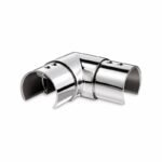 Reflective Silver Horizontal Corner Connector for Round Slotted Handrail