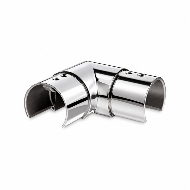 Reflective Silver Horizontal Corner Connector for Round Slotted Handrail