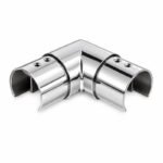 Reflective Silver Horizontal Corner Connector for Round Slotted Handrail
