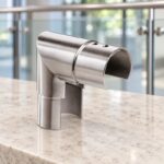 Matte Silver Vertical Elbow for Round Slotted Handrail