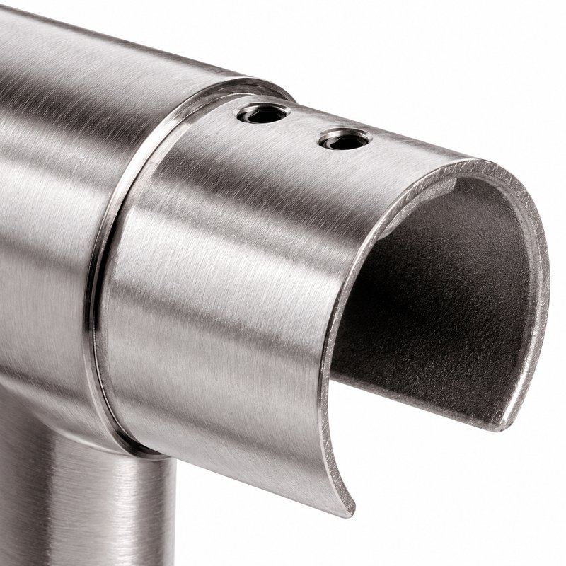 Matte Silver Vertical Elbow for Round Slotted Handrail