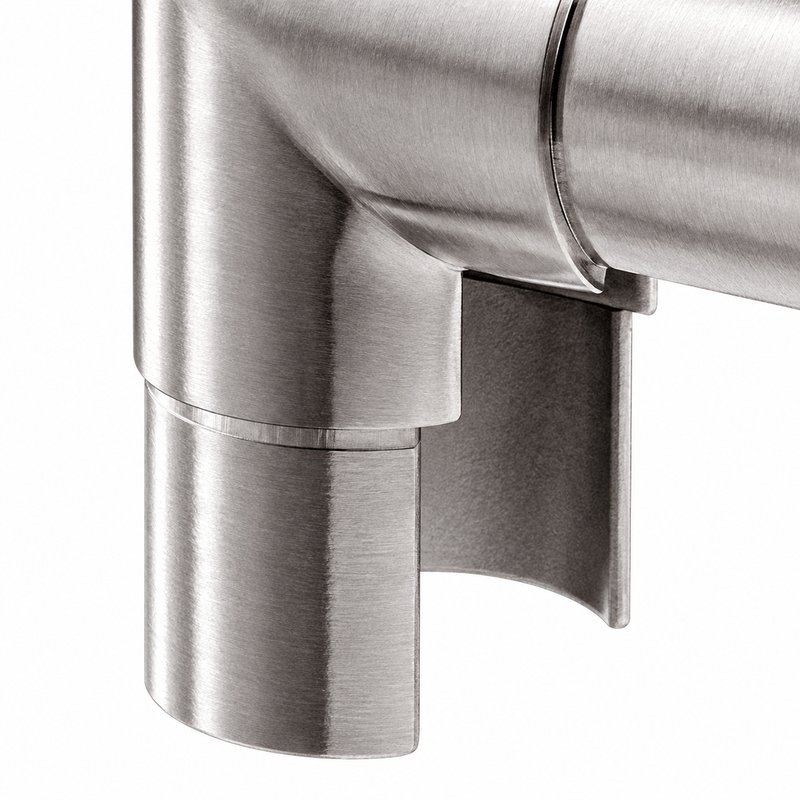 Matte Silver Vertical Elbow for Round Slotted Handrail