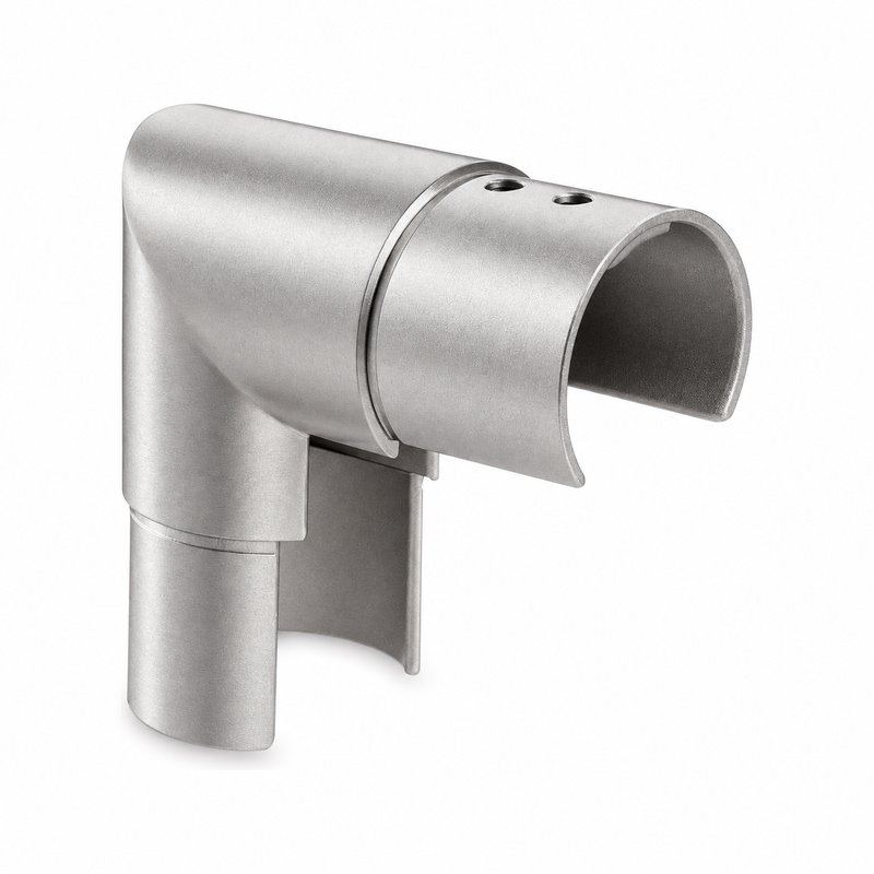 Matte Silver Vertical Elbow for Round Slotted Handrail