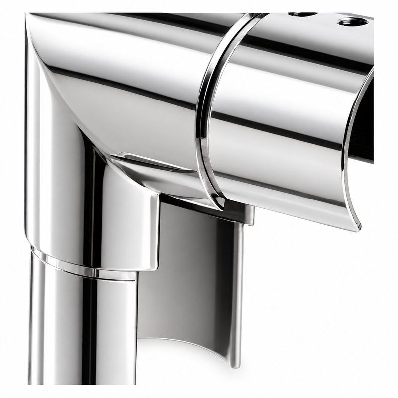 Reflective Silver Vertical Elbow for Round Slotted Handrail