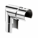 Reflective Silver Vertical Elbow for Round Slotted Handrail