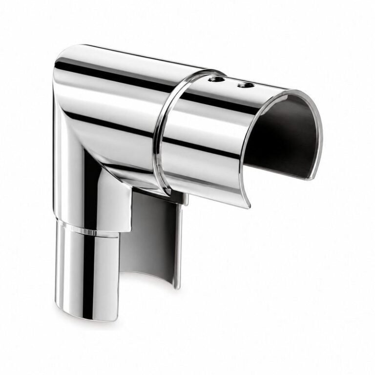 Reflective Silver Vertical Elbow for Round Slotted Handrail