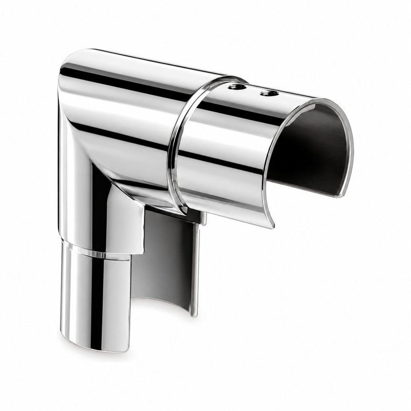 Reflective Silver Vertical Elbow for Round Slotted Handrail