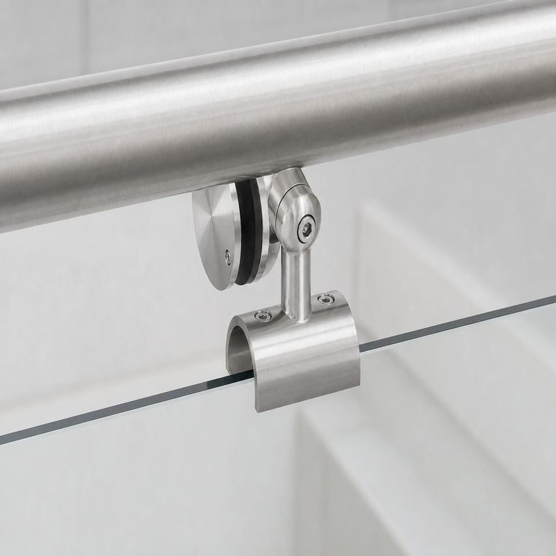 Pivoting Glass-mounted Handrail Saddle Bracket