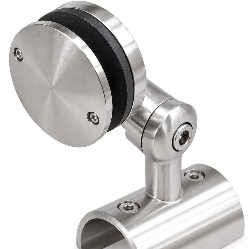 Pivoting Glass-mounted Handrail Saddle Bracket